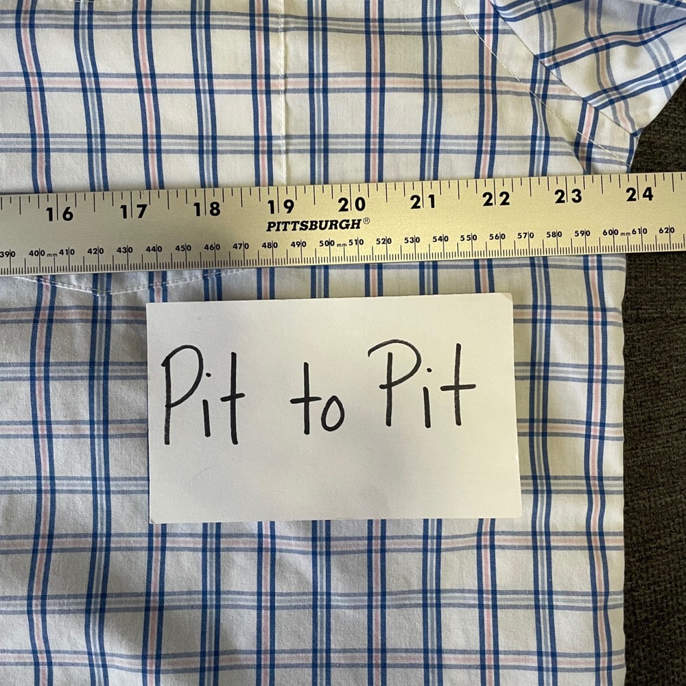 Dockers Short Sleeve Plaid Button Up Shirt White Blue Pink Cotton Blend Large - Picture 6 of 8